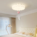 Modern Art Deco Kids Iron PE Heart-Shaped Round LED Flush Mount Ceiling Light For Bedroom Lumendat