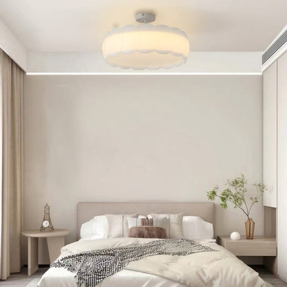 Modern Minimalist Metal Pe Round Wavy LED Semi-flush Mount Ceiling Light for Bedroom