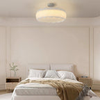 Modern Minimalist Metal Pe Round Wavy LED Semi-flush Mount Ceiling Light for Bedroom