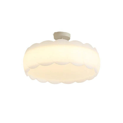 Modern Minimalist Metal Pe Round Wavy LED Semi-flush Mount Ceiling Light for Bedroom