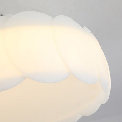Modern Minimalist Metal Pe Round Wavy LED Semi-flush Mount Ceiling Light for Bedroom
