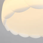 Modern Minimalist Metal Pe Round Wavy LED Semi-flush Mount Ceiling Light for Bedroom