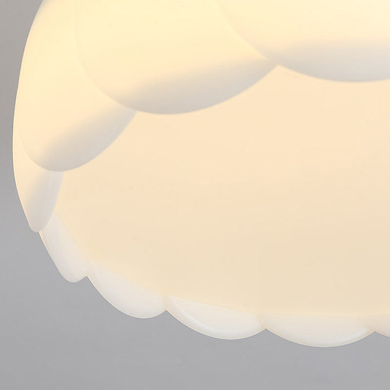 Modern Minimalist Metal Pe Round Wavy LED Semi-flush Mount Ceiling Light for Bedroom