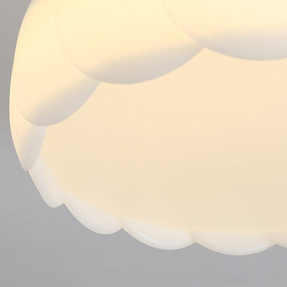 Modern Minimalist Metal Pe Round Wavy LED Semi-flush Mount Ceiling Light for Bedroom