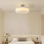 Modern Minimalist Metal Pe Round Wavy LED Semi-flush Mount Ceiling Light for Bedroom