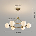 Contemporary Scandinavian Glass & Iron Globe Round 5/6/8-light Chandelier for Bedroom & Living Room BulbSquare