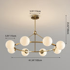 Contemporary Scandinavian Glass & Iron Globe Round 5/6/8-light Chandelier for Bedroom & Living Room BulbSquare