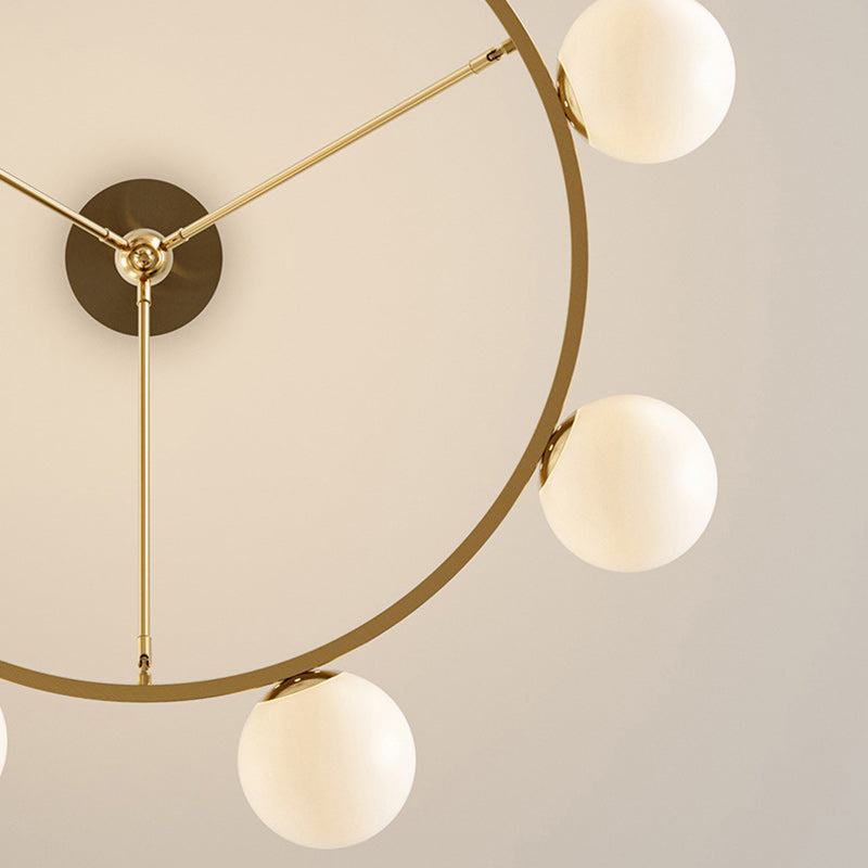 Contemporary Scandinavian Glass & Iron Globe Round 5/6/8-light Chandelier for Bedroom & Living Room BulbSquare