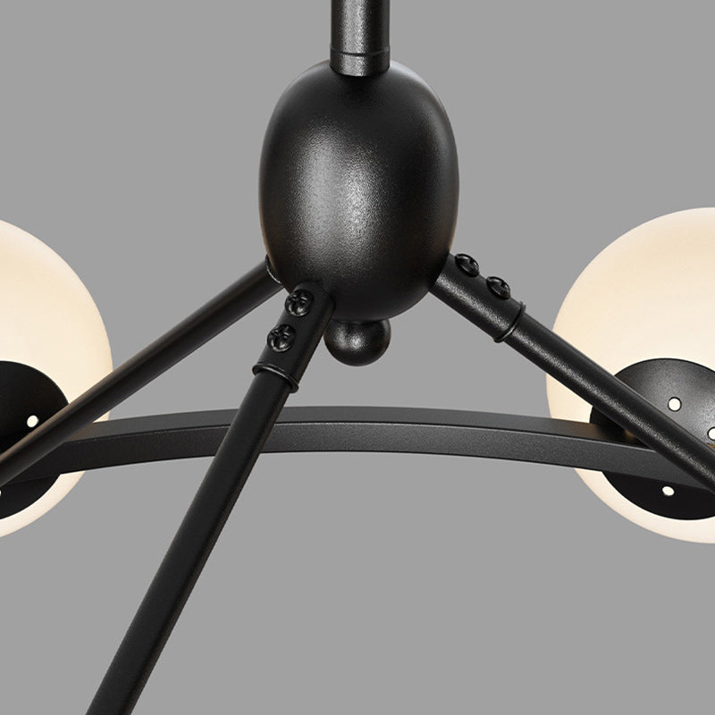 Contemporary Scandinavian Glass & Iron Globe Round 5/6/8-light Chandelier for Bedroom & Living Room BulbSquare