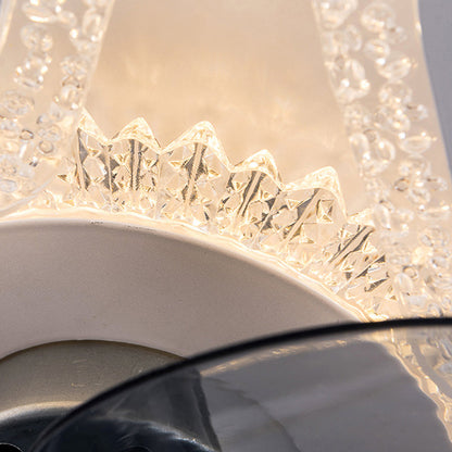 Contemporary Creative Acrylic ABS Floral Round LED Semi-Flush Mount Ceiling Fan Light For Bedroom