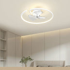 Contemporary Scandinavian Silicone Aluminum Linear Semi-round LED Semi-flush Mount Ceiling Fan Light for Bedroom