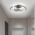 Contemporary Scandinavian Silicone Aluminum Linear Semi-round LED Semi-flush Mount Ceiling Fan Light for Bedroom