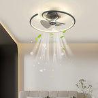Contemporary Scandinavian Silicone Aluminum Linear Semi-round LED Semi-flush Mount Ceiling Fan Light for Bedroom