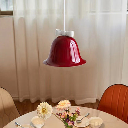 Modern Art Deco Iron Bowknot Bell-Shaped 1-Light Pendant Light For Bedroom