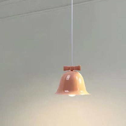 Modern Art Deco Iron Bowknot Bell-Shaped 1-Light Pendant Light For Bedroom