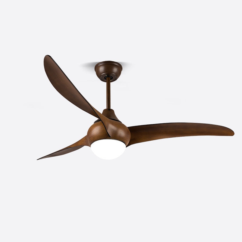 Traditional Vintage Metal ABS Copper Long-Blade Round 1-Light Semi-Flush Mount Ceiling Fan Light For Bedroom