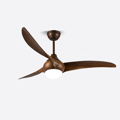 Traditional Vintage Metal ABS Copper Long-Blade Round 1-Light Semi-Flush Mount Ceiling Fan Light For Bedroom