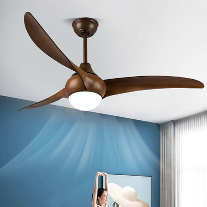 Traditional Vintage Metal ABS Copper Long-Blade Round 1-Light Semi-Flush Mount Ceiling Fan Light For Bedroom