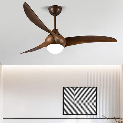 Traditional Vintage Metal ABS Copper Long-Blade Round 1-Light Semi-Flush Mount Ceiling Fan Light For Bedroom