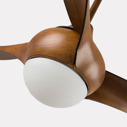 Traditional Vintage Metal ABS Copper Long-Blade Round 1-Light Semi-Flush Mount Ceiling Fan Light For Bedroom