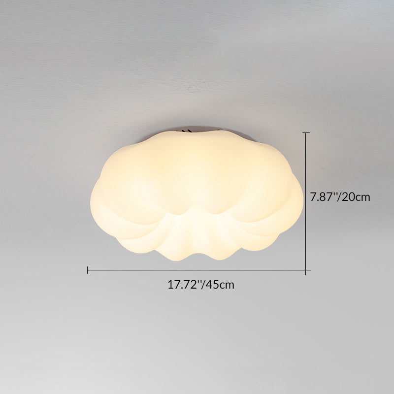 Modern Minimalist PE Iron Cloud Shape Round LED Flush Mount Ceiling Light For Bedroom