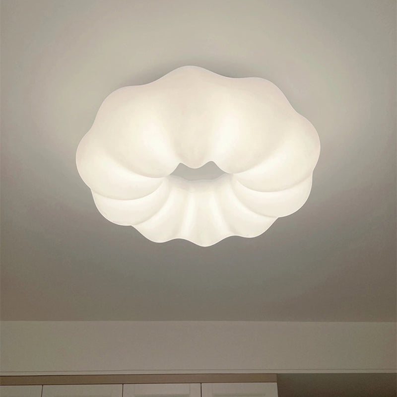 Modern Minimalist PE Iron Cloud Shape Round LED Flush Mount Ceiling Light For Bedroom