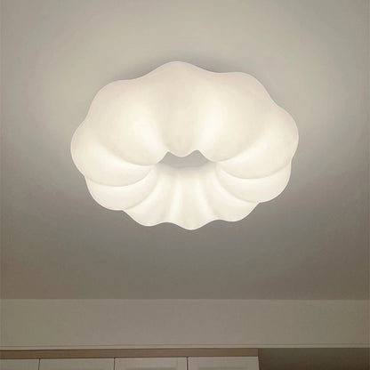 Modern Minimalist PE Iron Cloud Shape Round LED Flush Mount Ceiling Light For Bedroom