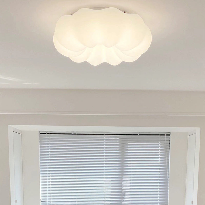 Modern Minimalist PE Iron Cloud Shape Round LED Flush Mount Ceiling Light For Bedroom