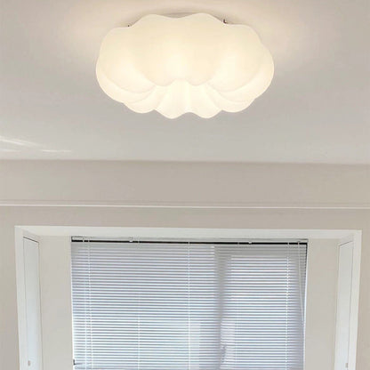 Modern Minimalist PE Iron Cloud Shape Round LED Flush Mount Ceiling Light For Bedroom