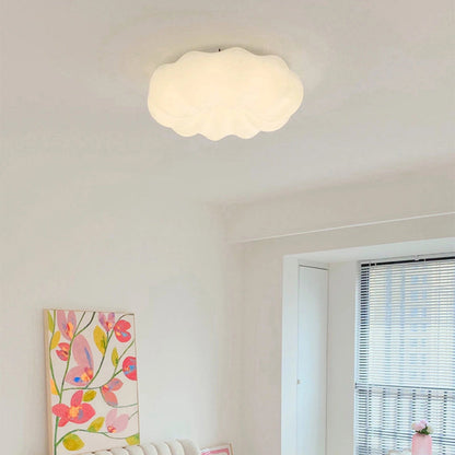 Modern Minimalist PE Iron Cloud Shape Round LED Flush Mount Ceiling Light For Bedroom