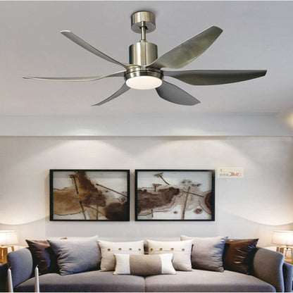 Contemporary Industrial ABS Acrylic Copper Cylindrical Round LED Semi-Flush Mount Ceiling Fan Light For Living Room