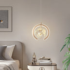 Contemporary Creative Crystal Iron Floral Round LED Pendant Light For Living Room