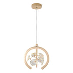 Contemporary Creative Crystal Iron Floral Round LED Pendant Light For Living Room