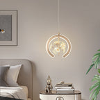 Contemporary Creative Crystal Iron Floral Round LED Pendant Light For Living Room