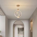 Contemporary Creative Crystal Iron Floral Round LED Pendant Light For Living Room