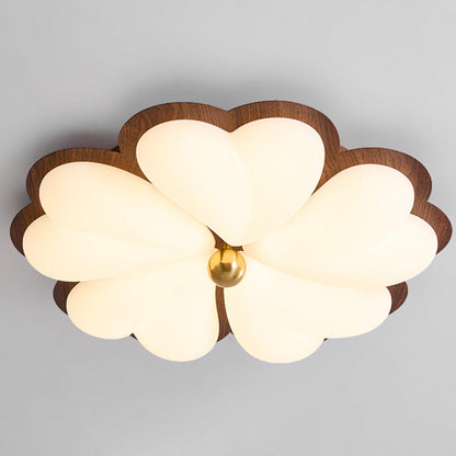 Traditional Chinese PE Iron Floral LED Flush Mount Ceiling Light For Bedroom