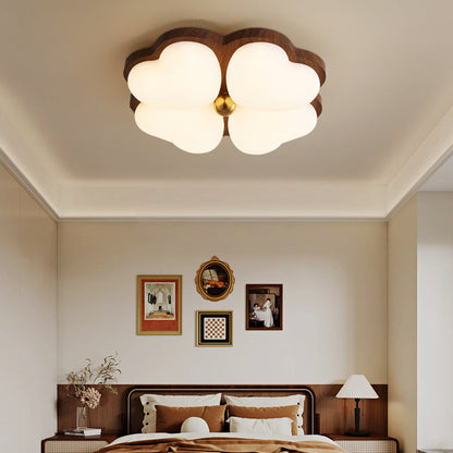 Traditional Chinese PE Iron Floral LED Flush Mount Ceiling Light For Bedroom