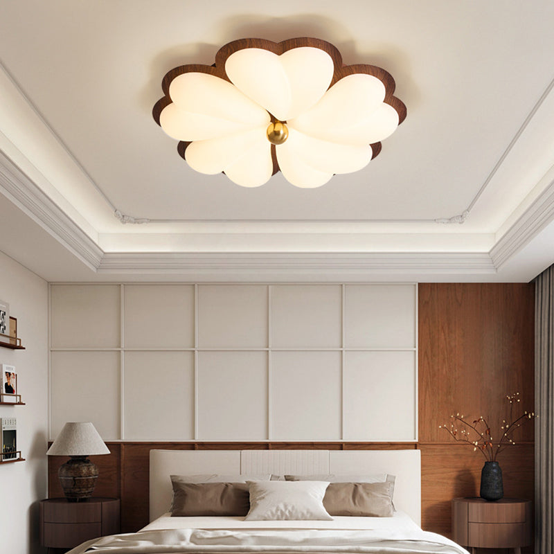 Traditional Chinese PE Iron Floral LED Flush Mount Ceiling Light For Bedroom