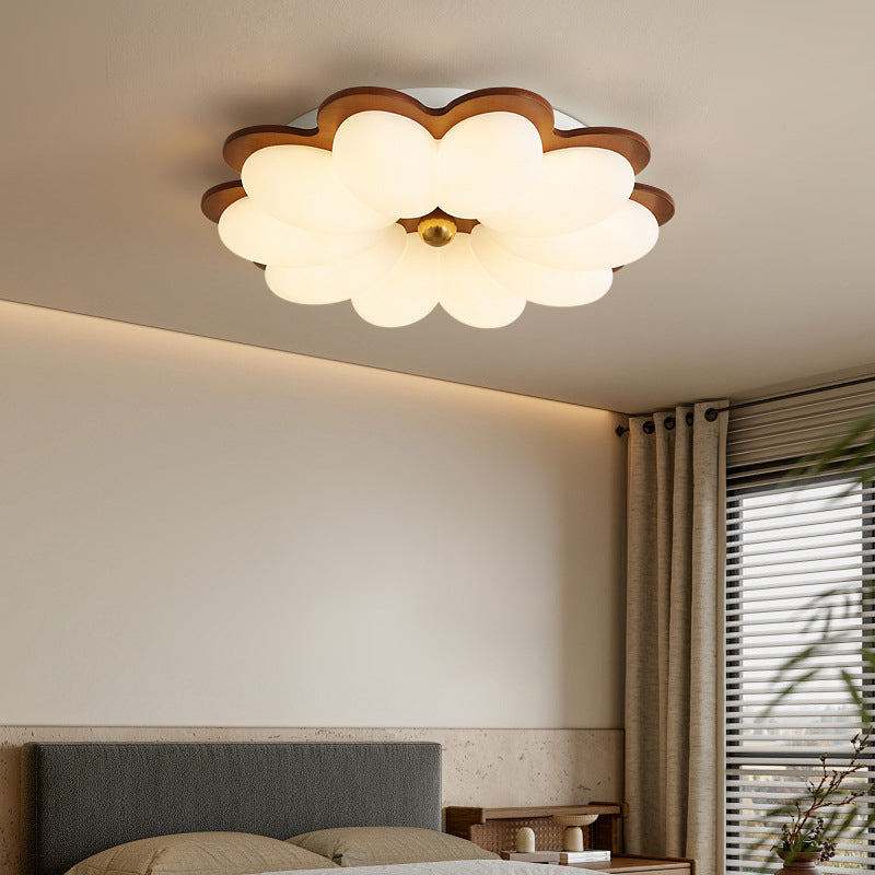 Traditional Vintage PE Iron Floral Round LED Flush Mount Ceiling Light For Bedroom