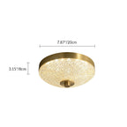 Modern Luxury Acrylic Brass Round Cylinder LED Flush Mount Ceiling Light For Bedroom