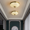 Modern Luxury Acrylic Brass Round Cylinder LED Flush Mount Ceiling Light For Bedroom
