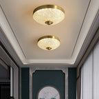 Modern Luxury Acrylic Brass Round Cylinder LED Flush Mount Ceiling Light For Bedroom