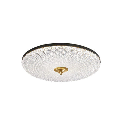 Modern Luxury Acrylic Brass Round LED Flush Mount Ceiling Light for Bedroom