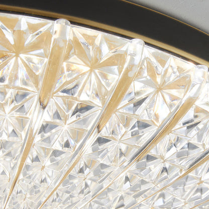 Modern Luxury Acrylic Brass Round LED Flush Mount Ceiling Light for Bedroom