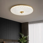 Modern Luxury Acrylic Brass Round LED Flush Mount Ceiling Light for Bedroom