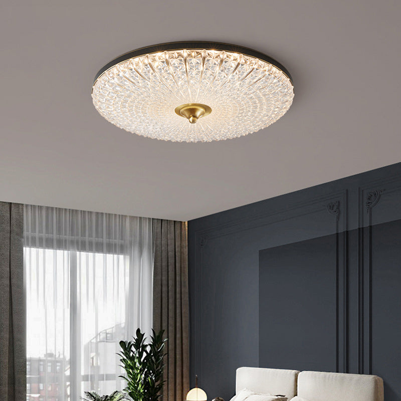 Modern Luxury Acrylic Brass Round LED Flush Mount Ceiling Light for Bedroom