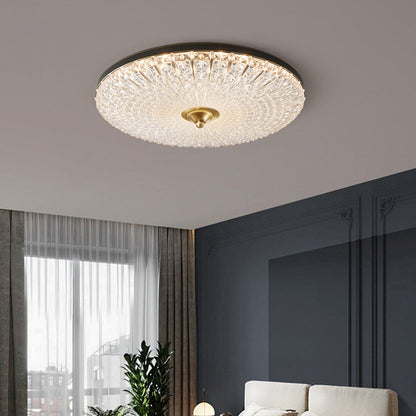 Modern Luxury Acrylic Brass Round LED Flush Mount Ceiling Light for Bedroom