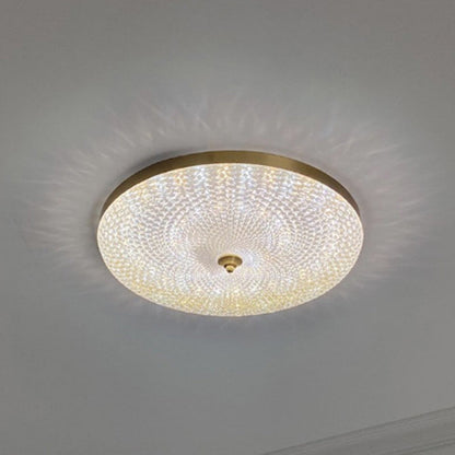 Modern Luxury Acrylic Brass Round LED Flush Mount Ceiling Light for Bedroom
