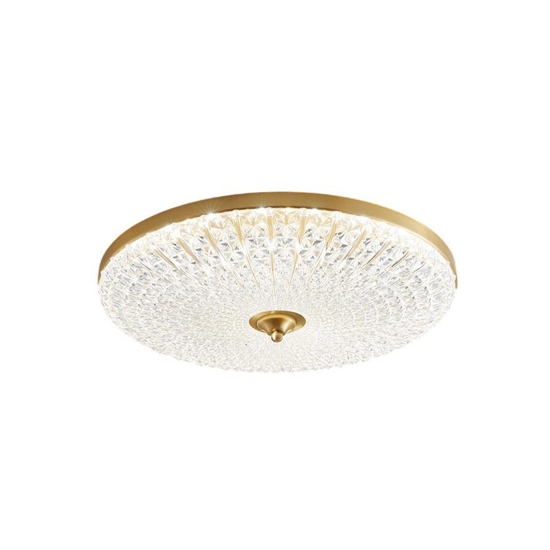 Modern Luxury Acrylic Brass Round LED Flush Mount Ceiling Light for Bedroom