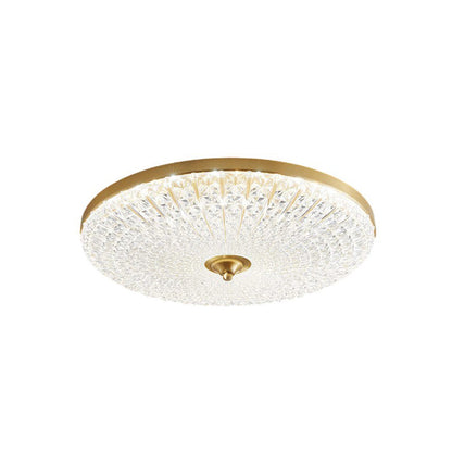 Modern Luxury Acrylic Brass Round LED Flush Mount Ceiling Light for Bedroom